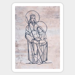 Hand drawn illustration of the sacred family Sticker